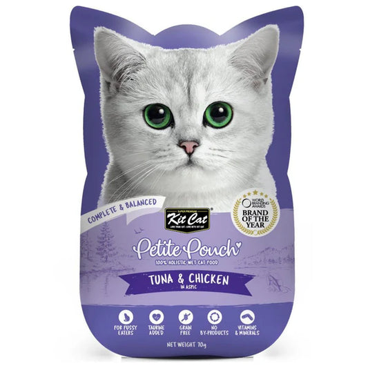Kit Cat Petite Pouch - Tuna & Chicken In Aspic Wet Cat Food 70G
