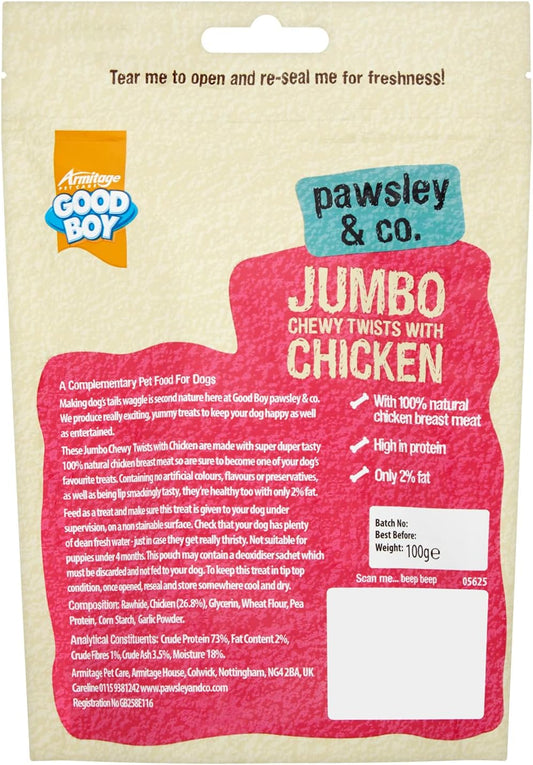 GOOD BOY Armitage Jumbo Chicken Chewy Twists - 100G
