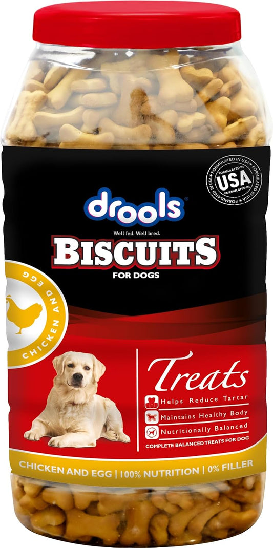 Drools Dog Treat Biscuits, Real Chicken, 800Gm Biscuit | Oven Baked, Crunchy, No Artificial Ingredient, Prevents Tartar Build-Up | Best For Training & Rewarding | For Puppy & Adult Dog