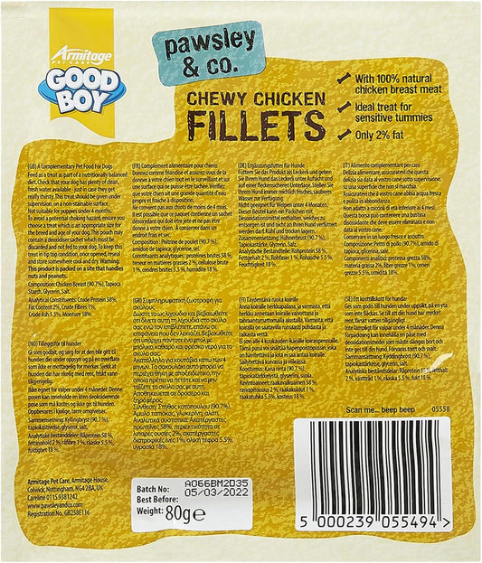 GOOD BOY Armitage Chewy Chicken Fillets Dog Treats 80G