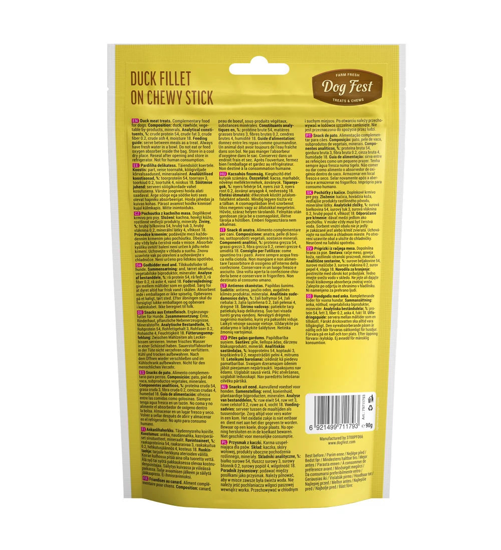 Dog Fest Duck Fillet On Chewy Stick For Adult Dogs - 90g
