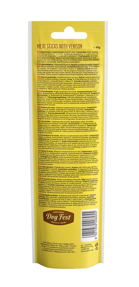 Dog Fest Meat Sticks With Vension For Adult Dogs - 45g