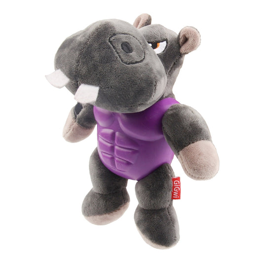Gigwi I'm Hero Armor Hippo TPR Plush with Squeaker Dog Toy