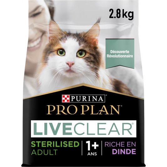 Purina Pro Plan LiveClear Sterilised Adult, Allergen Reducing Dry Cat Food with Turkey 2.8 kg