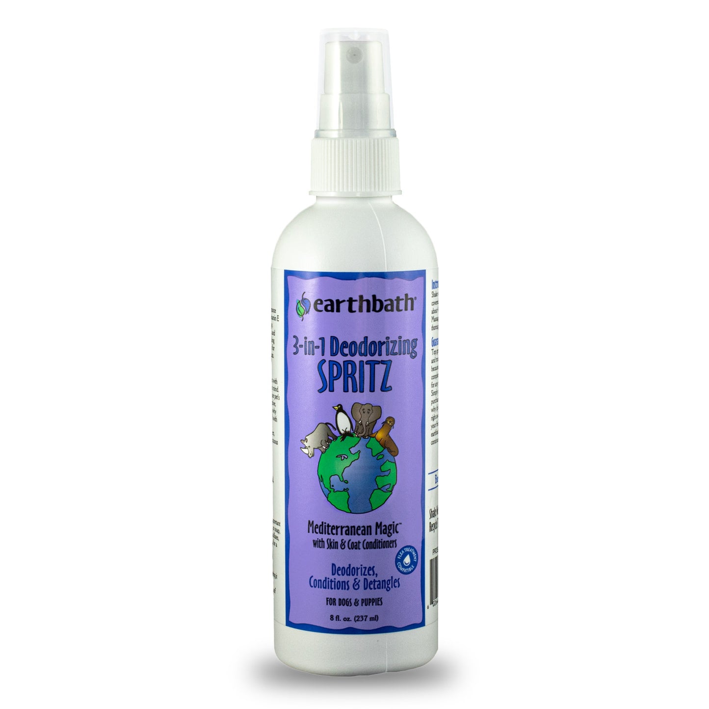 Earthbath® 3-IN-1 Deodorizing Spritz, Rosemary with Skin & Coat Conditioners, Made in USA, 8 oz pump spray