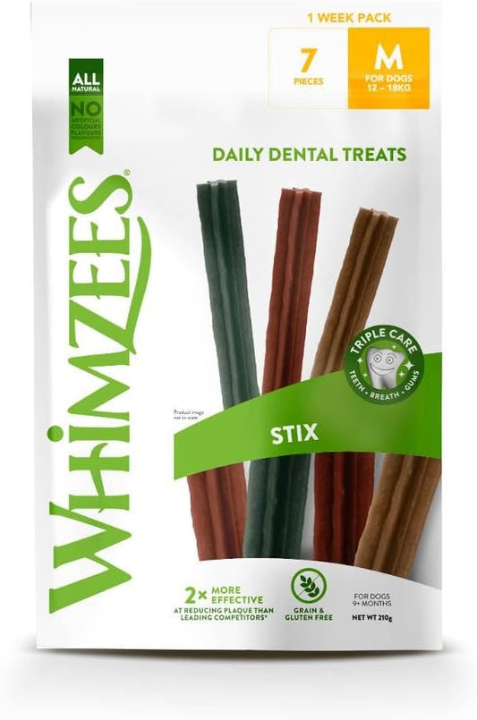 Whimzees Daily Dental Dog Treats, Stix Medium (7pcs)