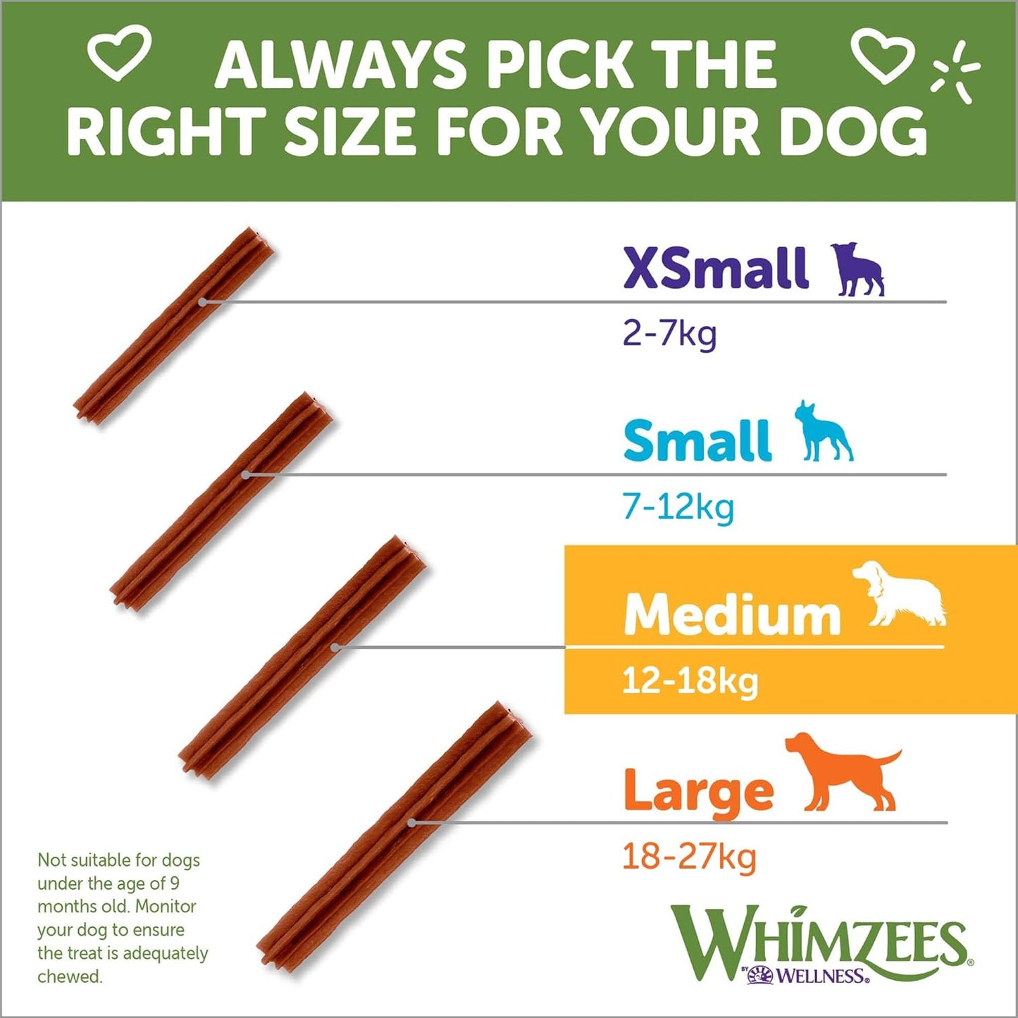 Whimzees Natural Grain Free Dental Dog Treats, Stix Medium 14 Pcs