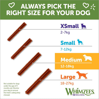 Whimzees Natural Grain Free Dental Dog Treats, Stix Medium 14 Pcs