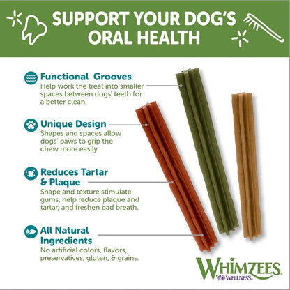 Whimzees Natural Grain Free Dental Dog Treats, Stix Large 6+1Pcs