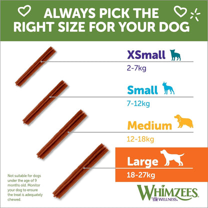 Whimzees Natural Grain Free Dental Dog Treats, Stix Large 6+1Pcs