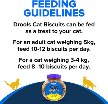 Drools Cat Biscuits, Real Chicken, 400 Gm | Oven Baked, Crunchy, No Artificial Ingredient, High In Nutrition, Prevents Tartar Build-Up | Train & Build Bonds | For Kitten & Adult Cat