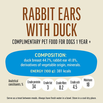 Dog Fest Rabbit Ears With Duck For Adult Dogs - 90g