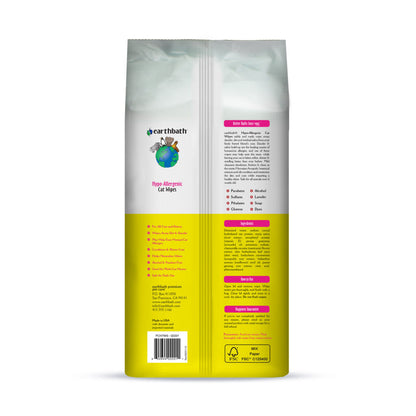 Earthbath® Hypo-Allergenic Cat Grooming Wipes, Fragrance Free, Cleans & Conditions, 100 ct plant-based wipes in re-sealable pouch