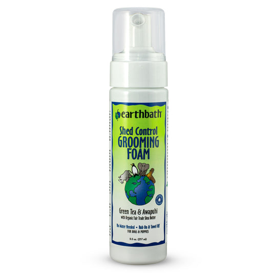 Earthbath® Shed Control Waterless Foam for Dogs & Puppies, Green Tea & Awapuhi, Made in USA, 8 oz pump