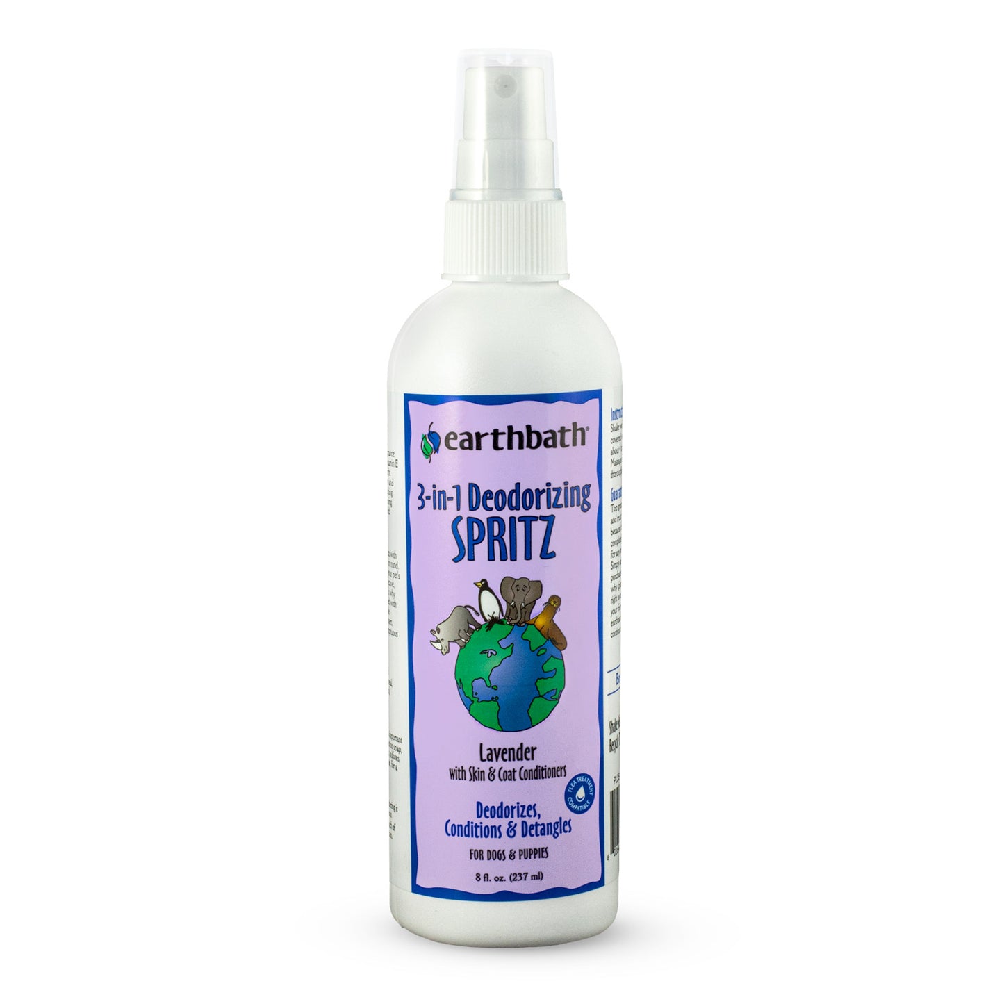 Earthbath® 3-IN-1 Deodorizing Spritz, Lavender with Skin & Coat Conditioners, Made in USA, 8 oz pump spray