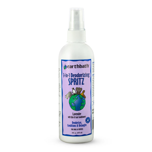 Earthbath® 3-IN-1 Deodorizing Spritz, Lavender with Skin & Coat Conditioners, Made in USA, 8 oz pump spray
