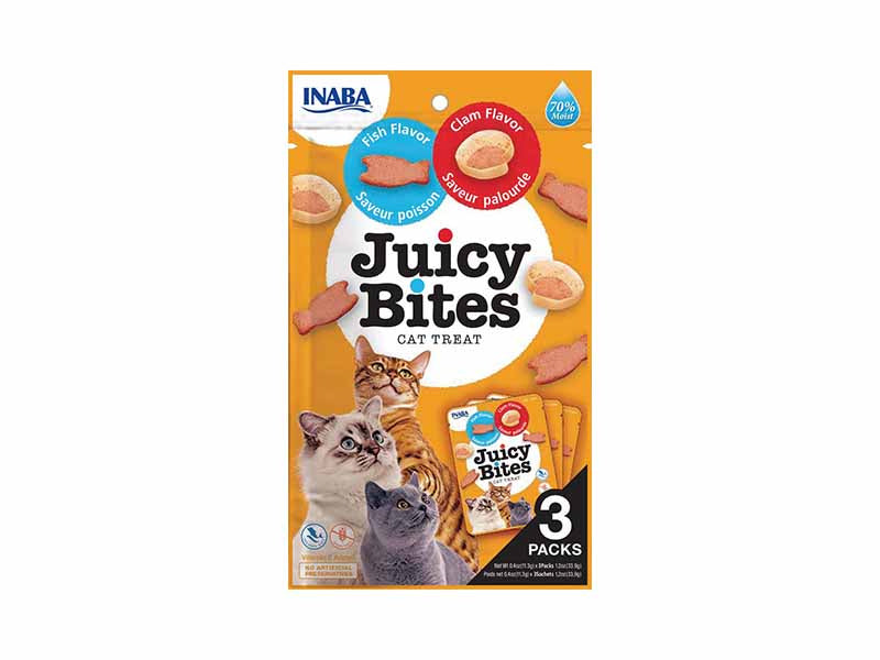 INABA Juicy Bites Fish & Clam Flavor 33,9g/3 pouches per pack