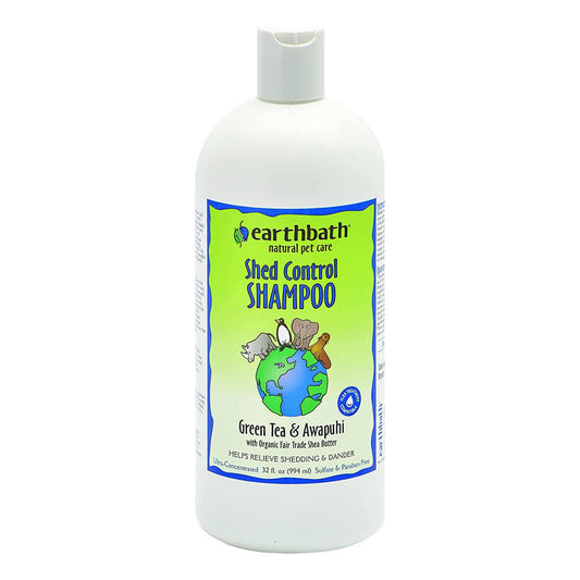 Earthbath® Shed Control Shampoo, Green Tea & Awapuhi with Organic Fair Trade Shea Butter, Helps Relieve Shedding & Dander, Made in USA – 32 oz