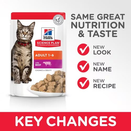 Hill’s Science Plan Adult Wet Cat Food Beef Pouches 12x85g