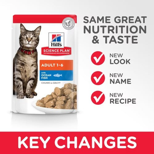 Hill’s Science Plan Adult Wet Cat Food Ocean Fish Pouches 12x85g