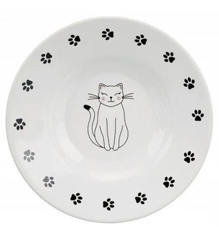 Trixie Ceramic Bowl Paw Print for Short-Nose Cat Breeds